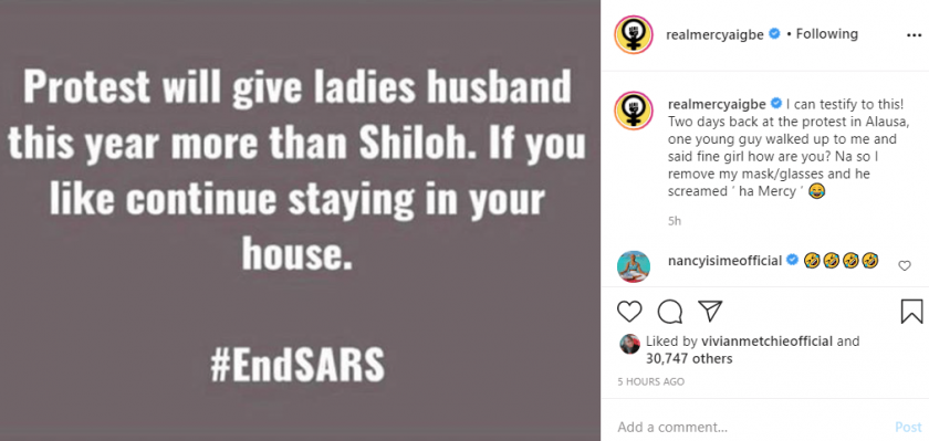 #Endsars protest will give ladies husbands this year more than Shiloh - Mercy Aigbe