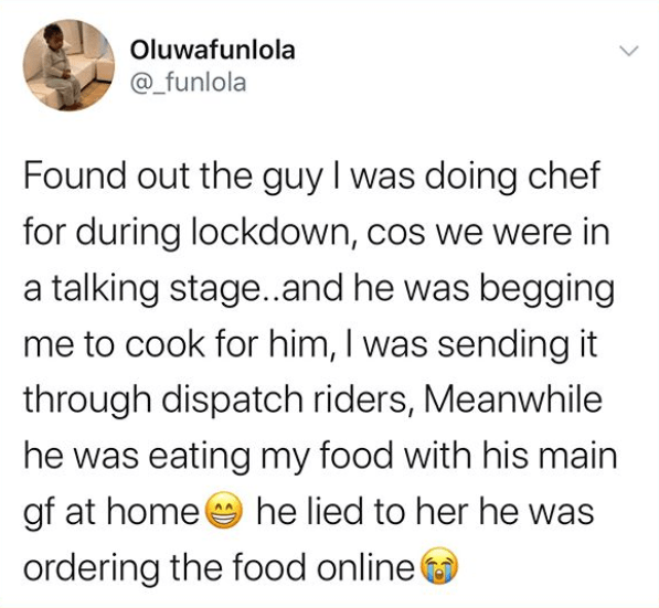 I was cooking for him, he was eating it with his main girlfriend - Lady cries out