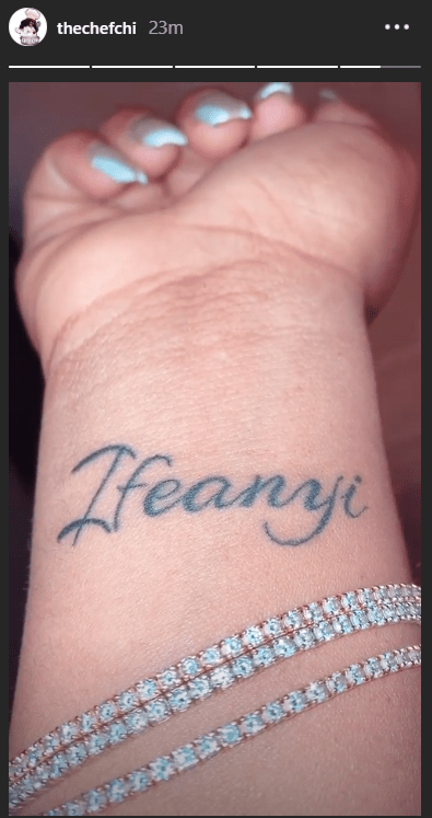 Davido's fiancee Chioma tattoos their son's name on her wrist