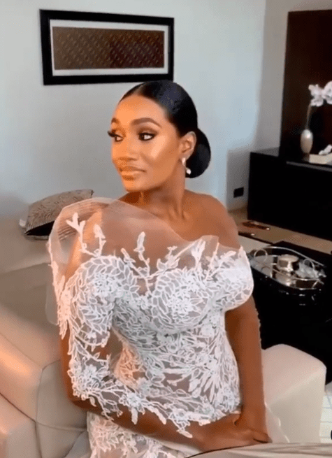 'Totally unbecoming of her faith and culture' - Man criticises Atiku's daughter-in-law's wedding dress