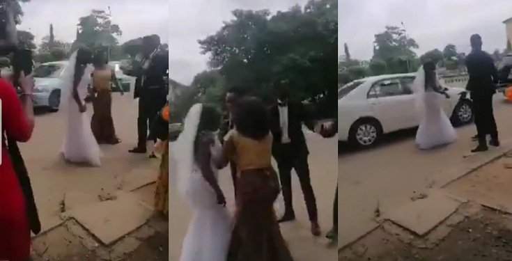 Heartbroken lady flees on her wedding day after finding out her groom slept with her friend (Video)