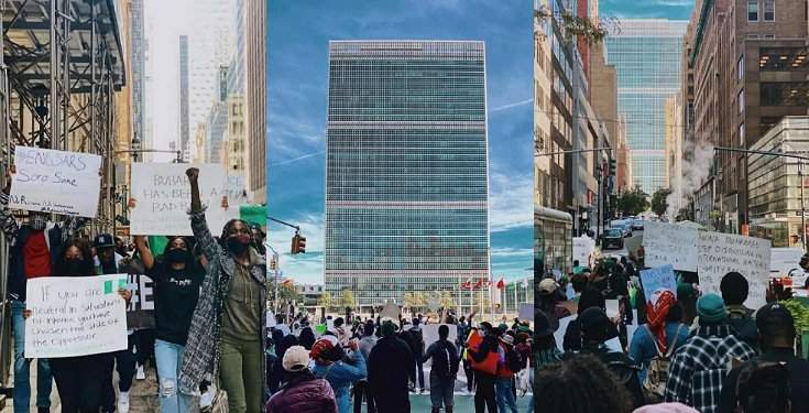Nigerians In USA Stage #EndSARS Protest In New York (Photos/Videos)