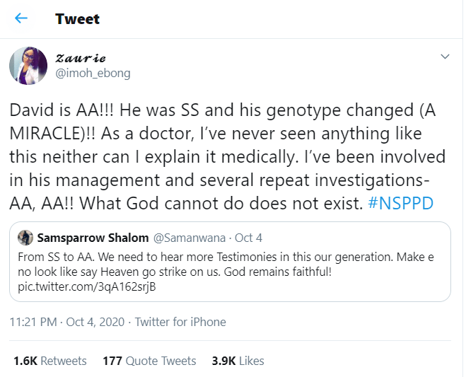Little boy's genotype reportedly changes from SS to AA
