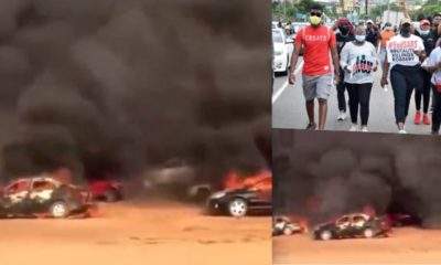 #EndSARS: Over 50 protesters' cars burnt in Abuja (Video)