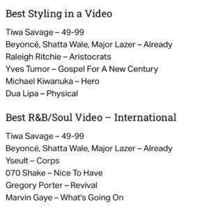 Tiwa Savage Nominated Alongside Beyonce At UK Music Video Awards 2020