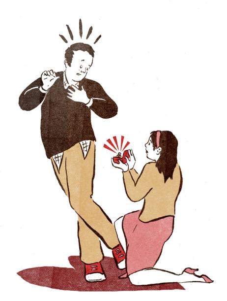 woman proposing to a man