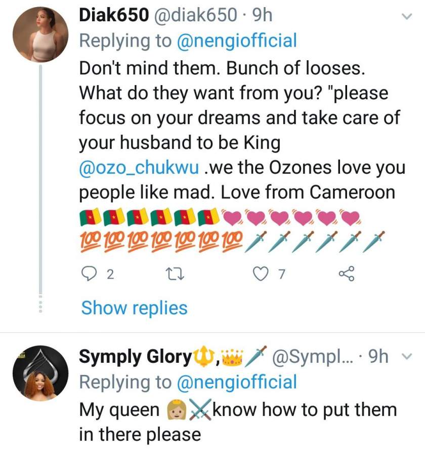 Nengi replies those who accused of her of trying to separate Mercy and Ike