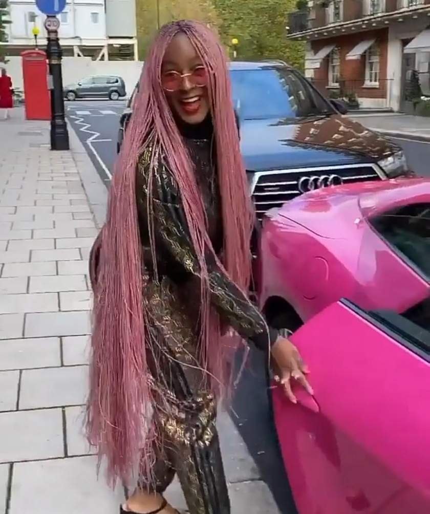 Moment DJ Cuppy bumped into man who tried to pose with her new Ferrari (Video)