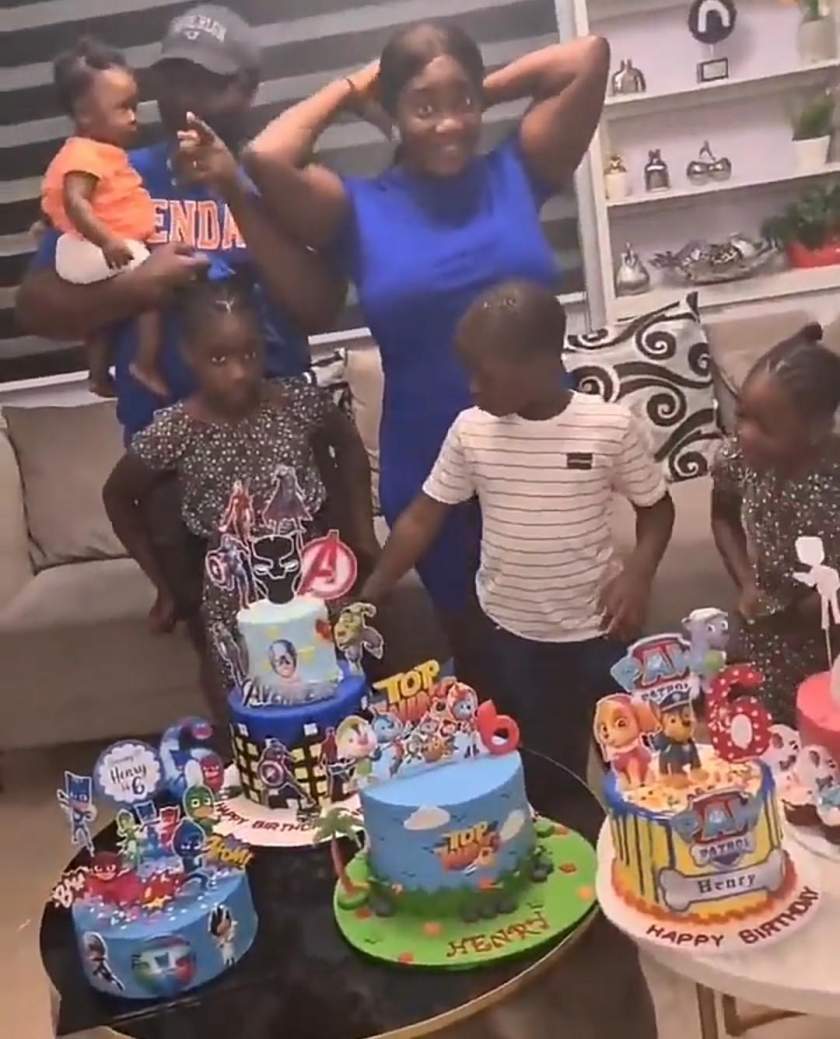 Mercy Johnson-Okojie and hubby, Prince Okojie celebrate their son, Henry on his 6th birthday (Video)