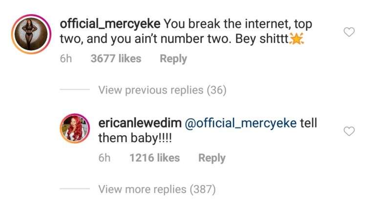 Erica Reacts As Mercy Eke Calls Her Number One