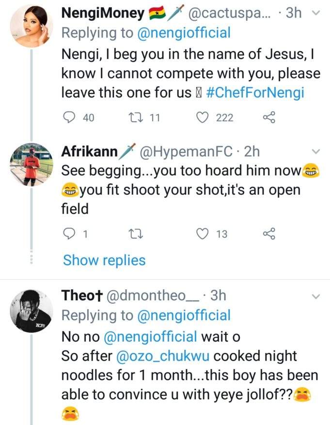Fans react as Nengi shows interest in handsome guy on Twitter