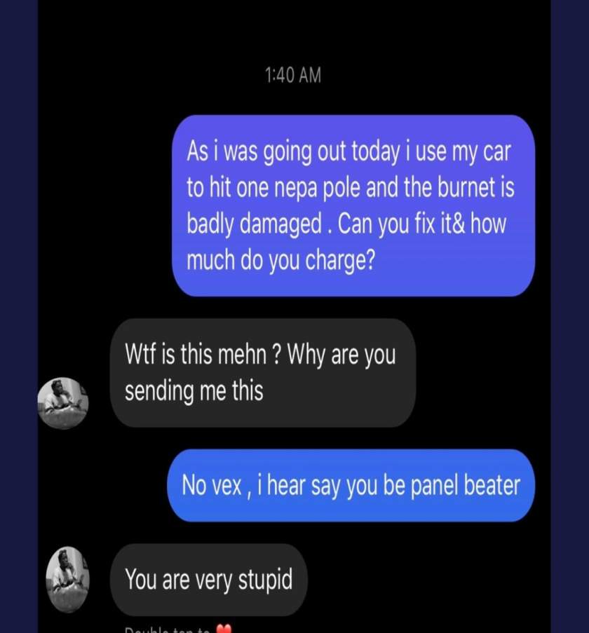 Lil Frosh replies man who asked him to help him panel beat his damaged car, following reports that he beat up girlfriend