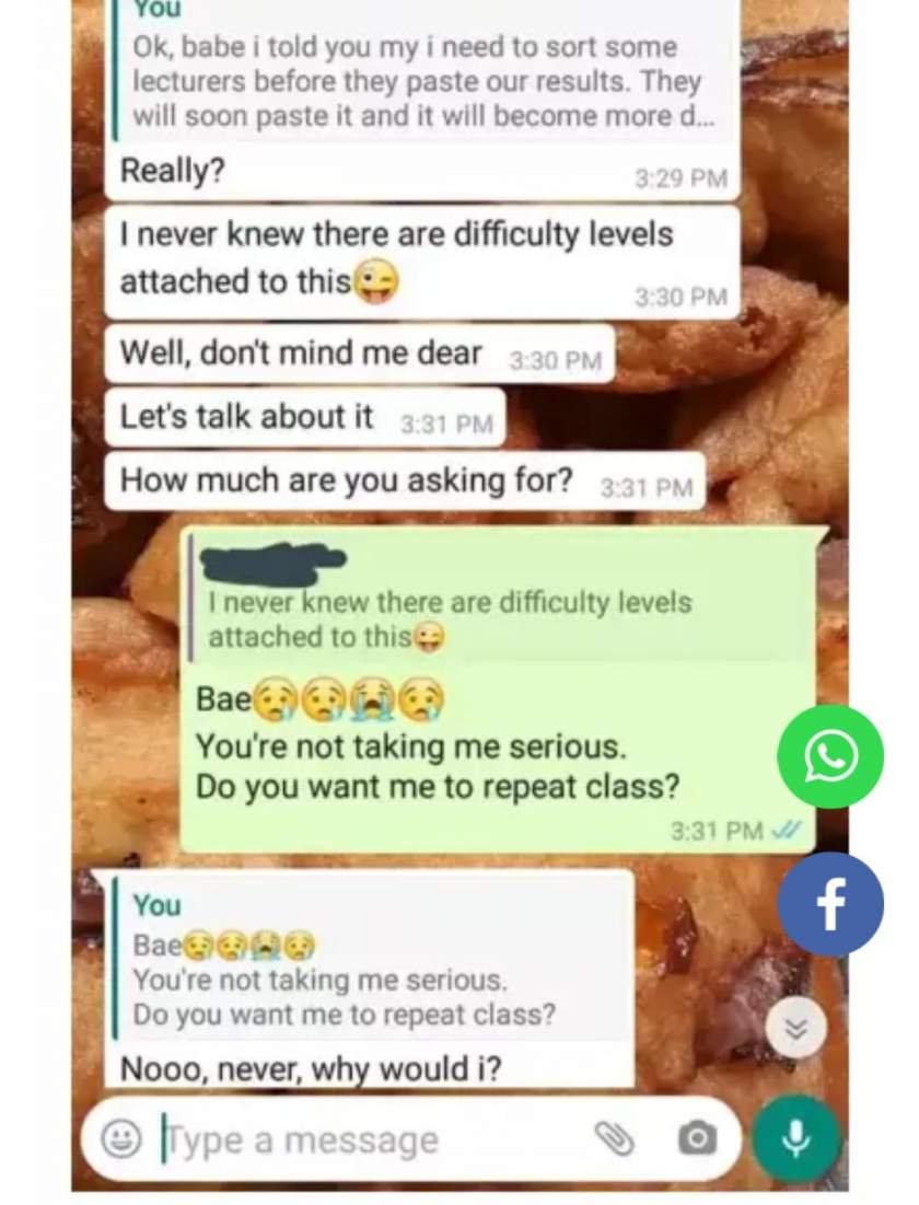 Lady shares chat with fiance who called off their wedding after she demanded N60,000 to sort 3 lecturers