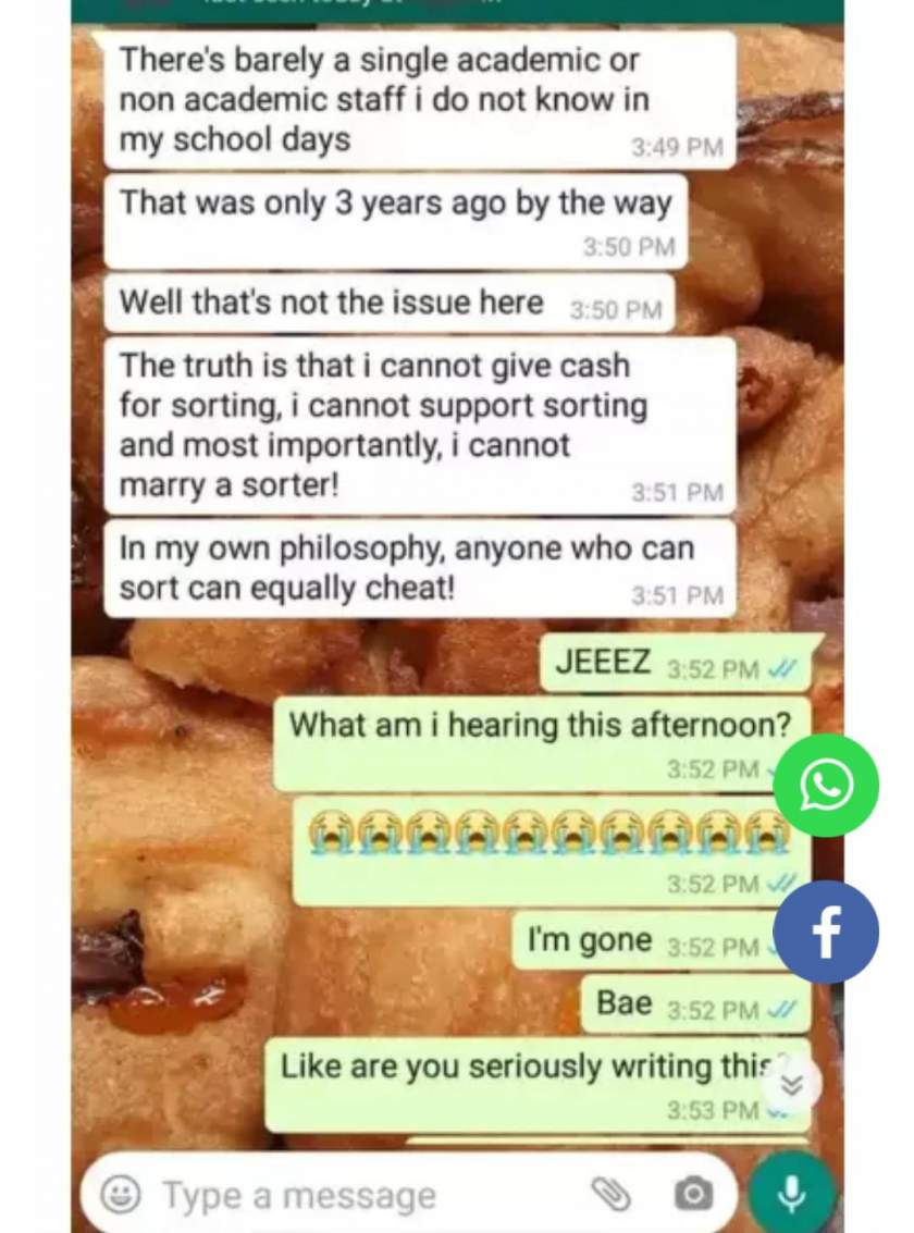 Lady shares chat with fiance who called off their wedding after she demanded N60,000 to sort 3 lecturers
