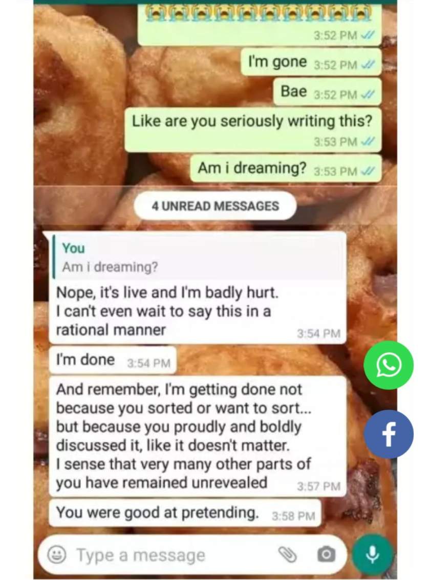 Lady shares chat with fiance who called off their wedding after she demanded N60,000 to sort 3 lecturers