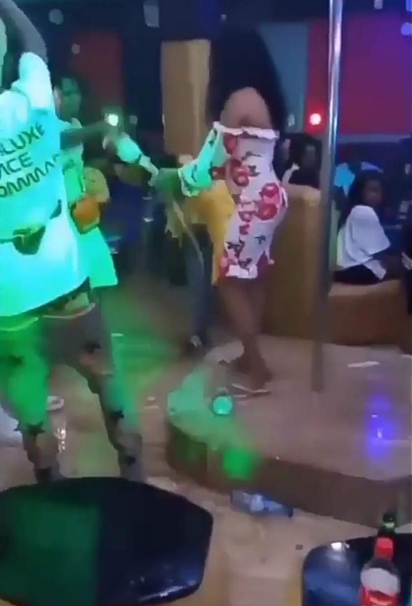 Moment lady washed her hands with expensive bottles of champagne at a club (Video)