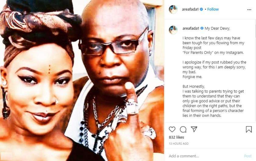 Charly Boy apologizes to daughter following conflict on her sexuality as lesbian