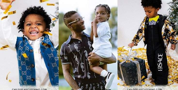 Wizkid's third son, Zion bags ambassadorial deal with UK kids clothing line (Photos)
