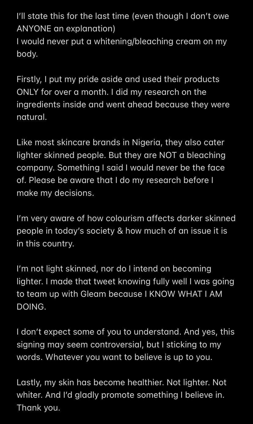 Vee reacts after she was mocked for signing endorsement deal with skincare brand that allegedly sells bleaching products