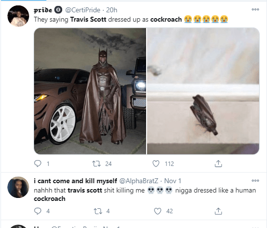 Halloween: Travis Scott deletes IG account after being compared with 'flying cockroach'