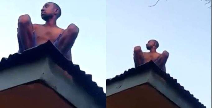 Alleged wizard returning from coven crash lands on roof top in Delta state (Video)