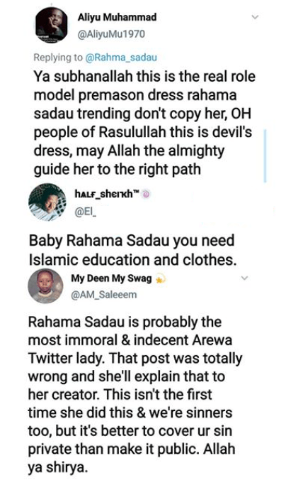 'This is devil's dress' - Arewa Twitter users drag actress Rahama Sadau over her backless dress