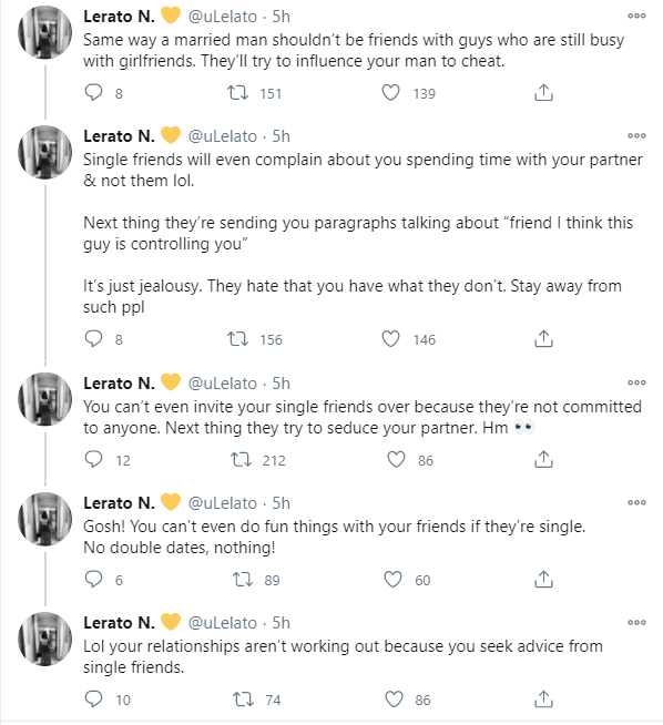 'I cut off my friends when they've been single for more than 6 months' - Lady reveals