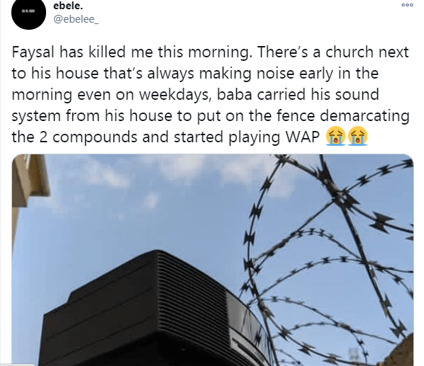 Man faces sound system in direction of church that always 'disturbs' him