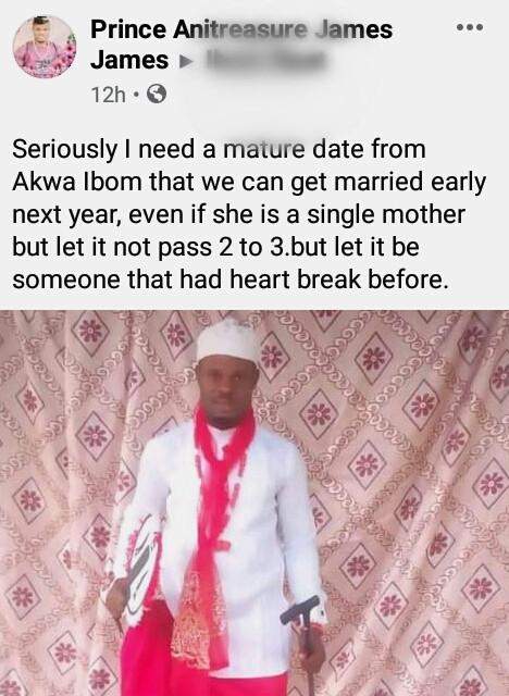 Nigerian man seeks a matured lady for marriage, preferably someone who has suffered heart break