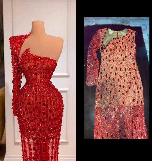 Lady shows dress she ordered for N65k and what her tailor made