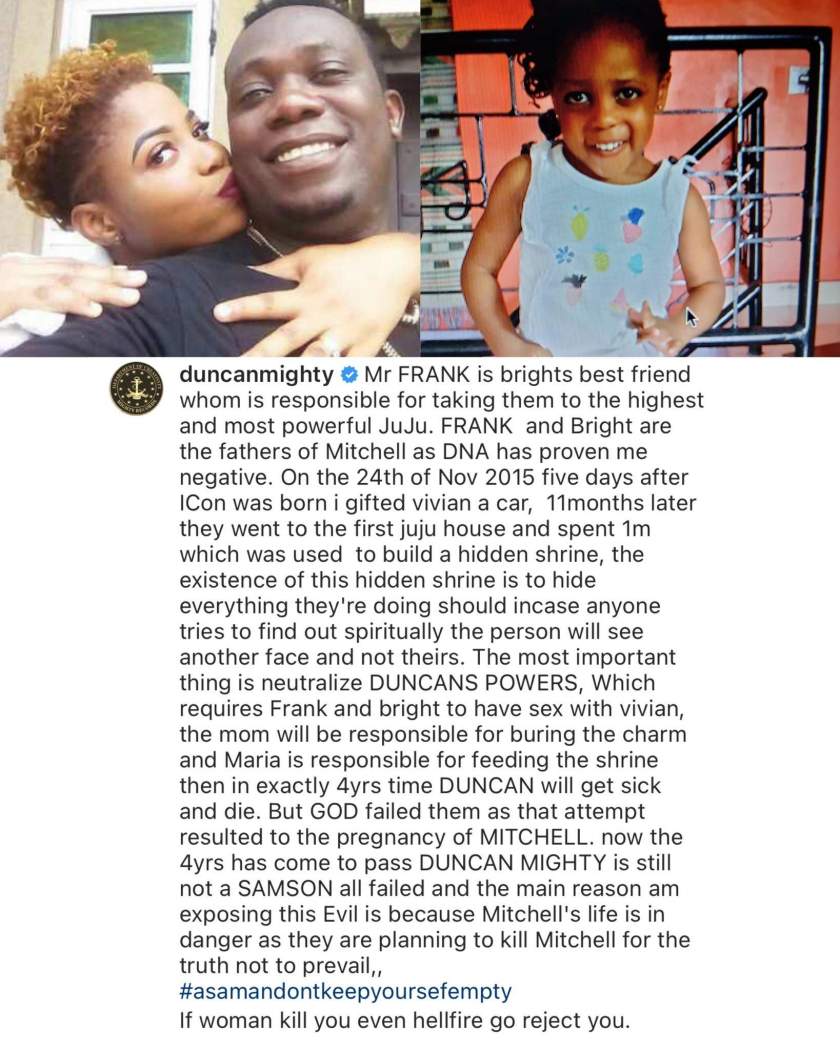 How I found out that my 4-year-old daughter, Mitchell is not mine - Duncan Mighty shares story