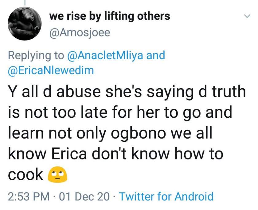 Erica dragged to filth after she made a wish on twitter