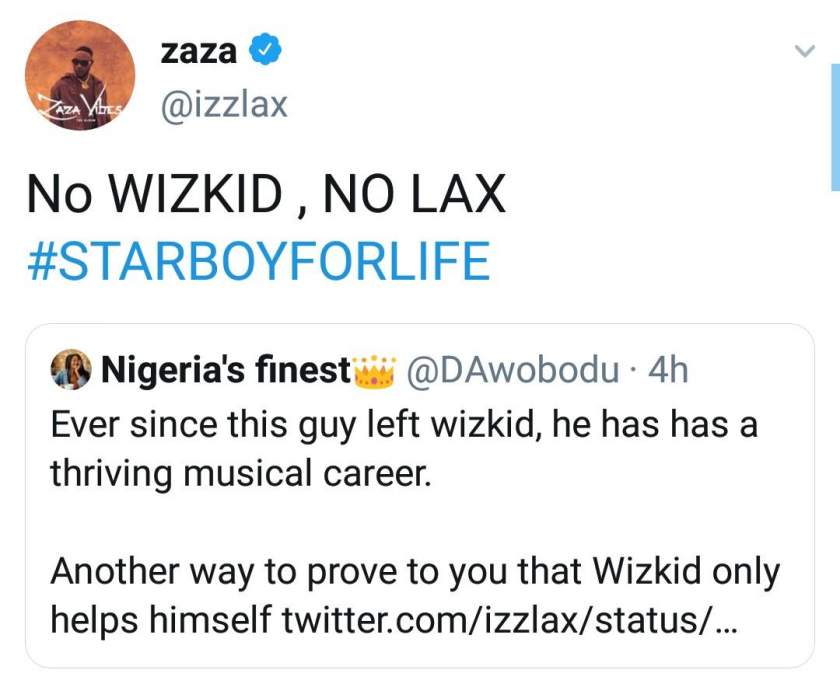 Singer LAX replies fan who said he started making waves after he parted ways with Wizkid
