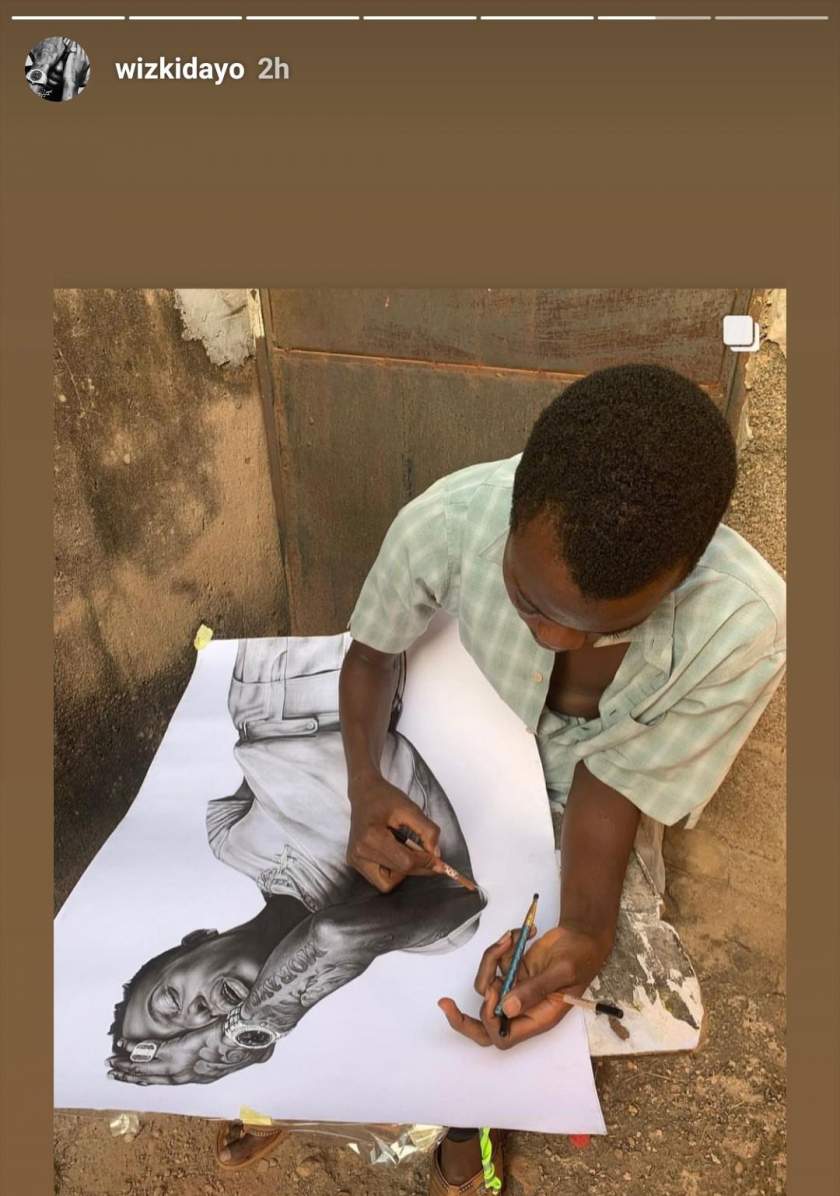 Wizkid reacts to photo of his 'Made in Lagos' album cover, drawn by a Nigerian artist