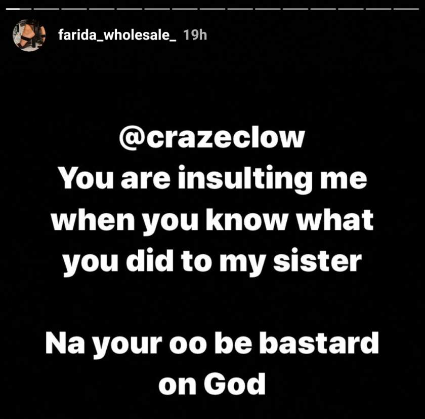 Lady who said Crazeclown's unborn child might die, accuses him of impregnating her sister and abandoning child