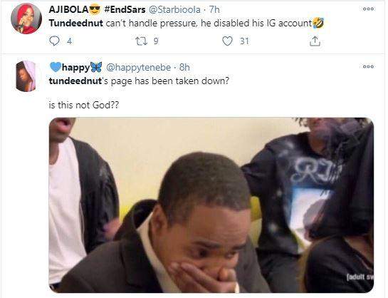 'The bully is finally down' - Reactions as Instagram disables Tunde Ednut's page