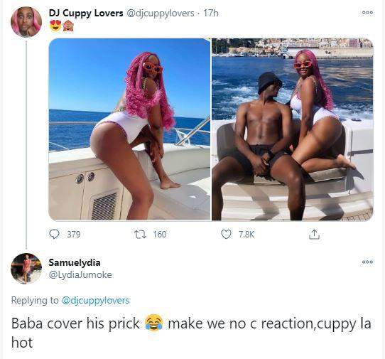 'Why Is He Covering His Center Of Gravity' - New Photos of Dj Cuppy Gets People Talking