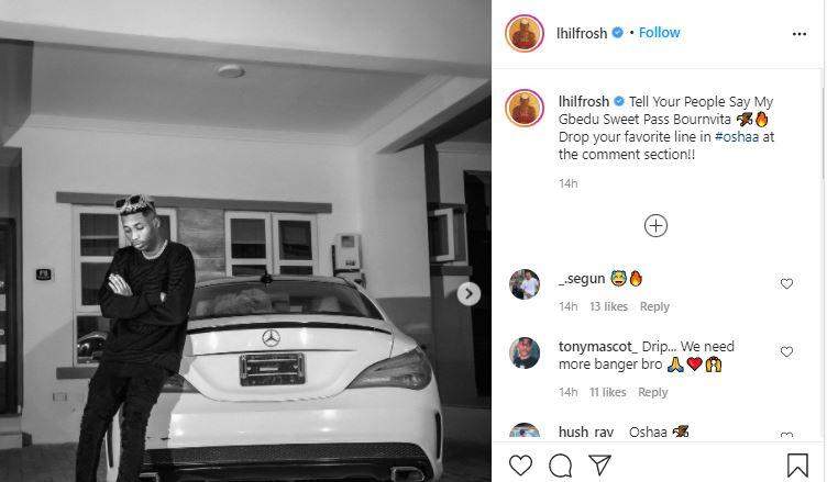 Lil Frosh acquires brand new Mercedes Benz despite terminated record label contract