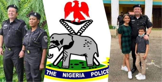 Nigerians react as white man allegedly joins Nigeria Police Force