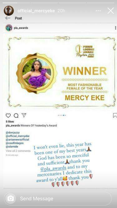 Mercy Eke Awarded Most Fashionable Female Of The Year