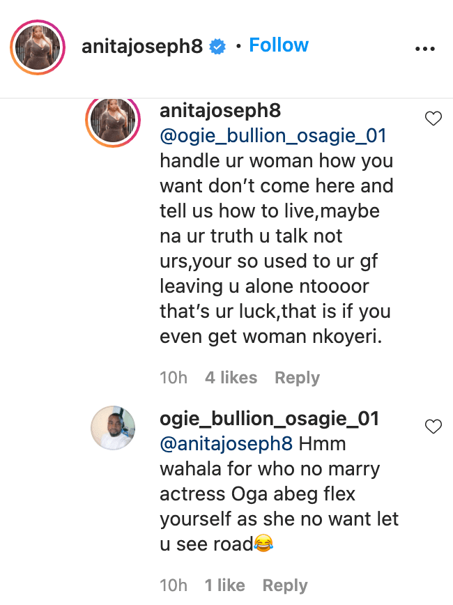 Anita Joseph educates troll who encouraged giving her husband 'breathing space'