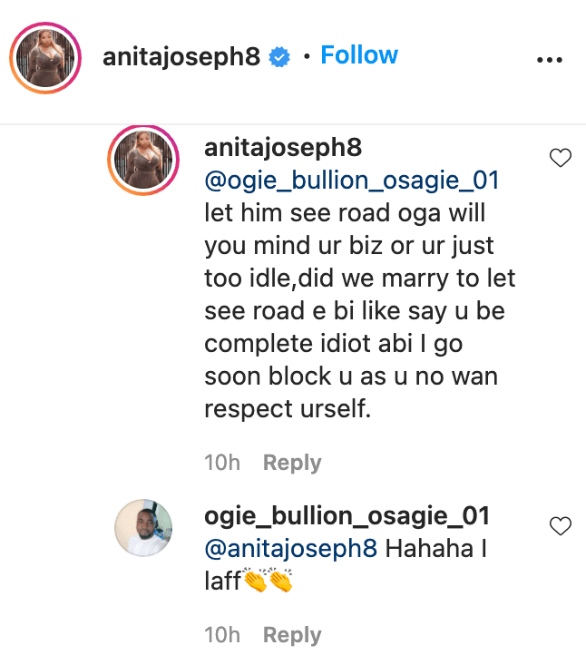 Anita Joseph educates troll who encouraged giving her husband 'breathing space'