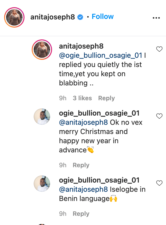 Anita Joseph educates troll who encouraged giving her husband 'breathing space'