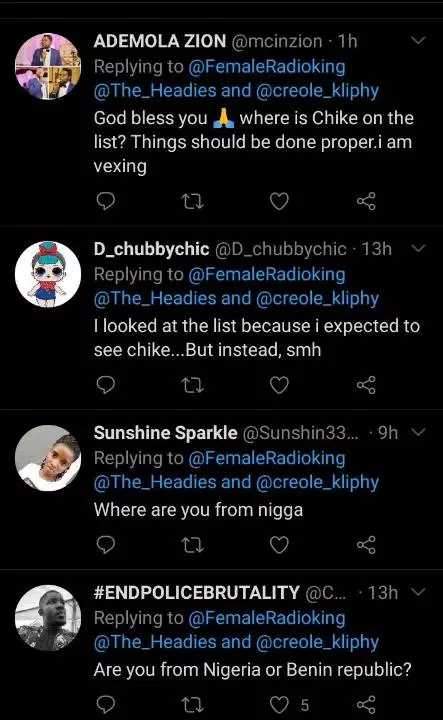 'What exactly is Mayorkun doing on the List' - Lady drags Headies Award for sidelining Chike, Omah Lay