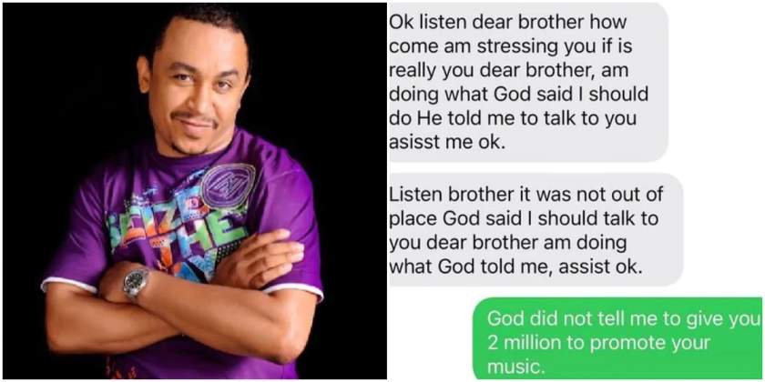 "God said I should tell you to give me N2m" - Daddy Freeze shares chat with a lady