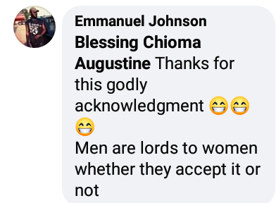 'Women are and will always remain second class creatures in the midst of men because that's the plan of God' - Nigerian man says