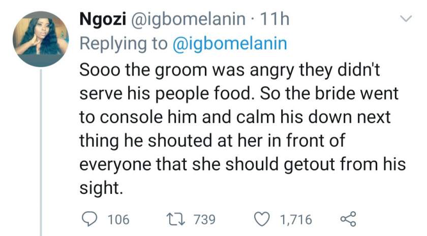 Couple's marriage ends at their wedding reception because the groom's people didn't get food