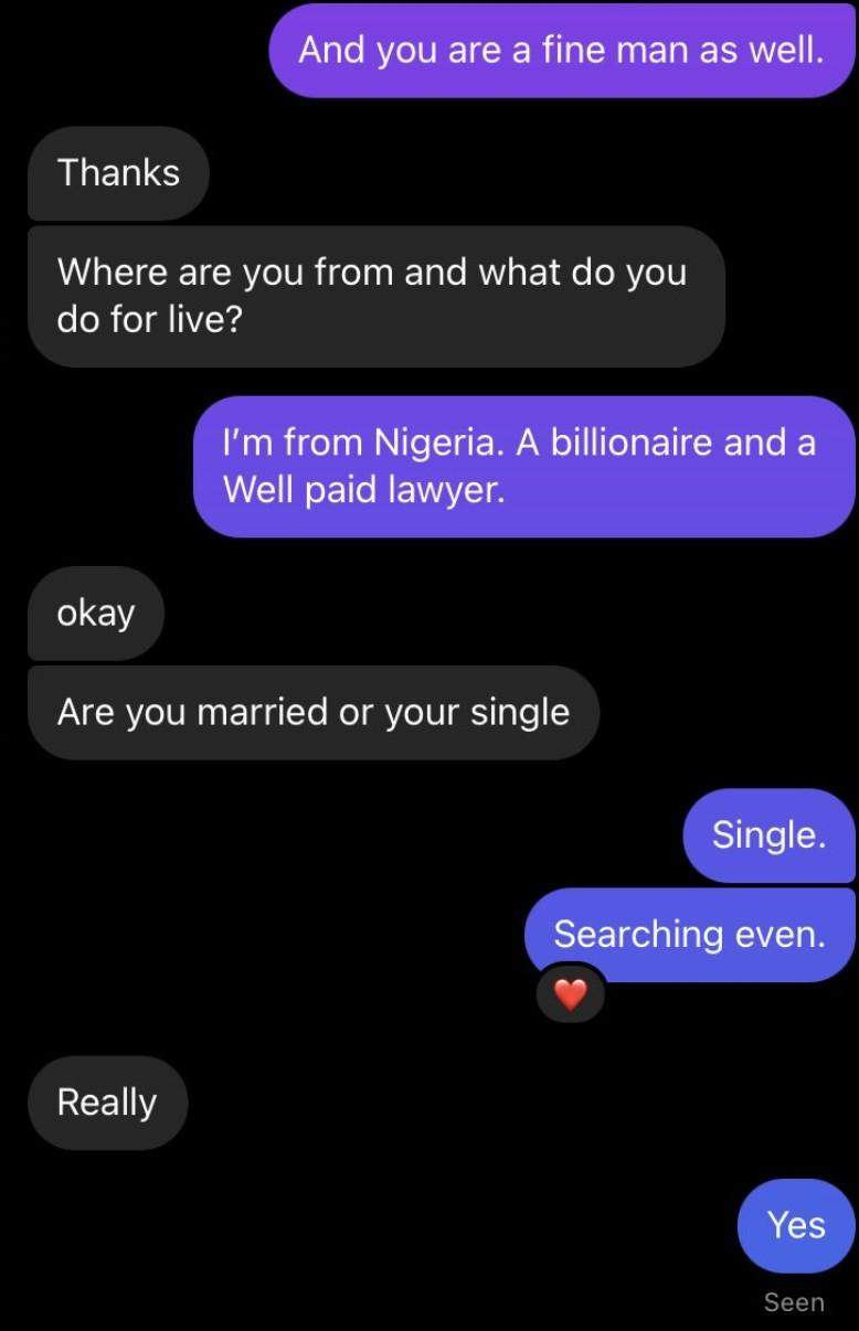 Lady shares chat with scammer who tried to dupe her of N10million