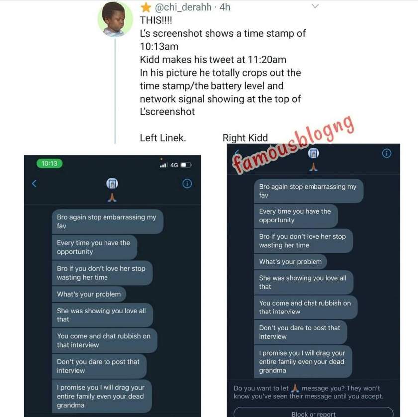 Erica's fans share evidence of Kiddwaya allegedly planning with his manager, Linek to play Erica dirty (Screenshots)