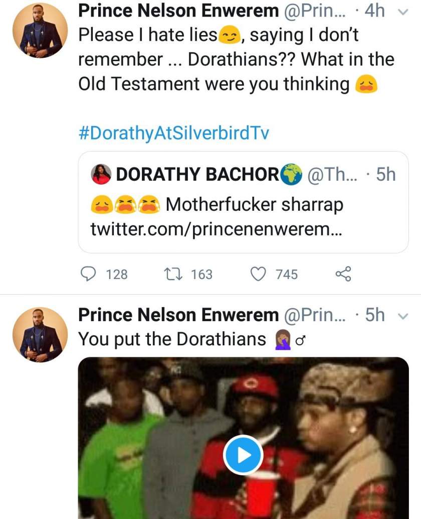 'Sharrap please, I hate lies' - Prince and Dorathy drag each other